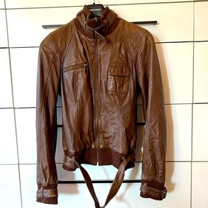 Danier leather jacket with knit trim, size extra small